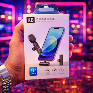 K8 Wireless Collar Microphone   Type-C Android Supported | Noise Reduction | Vlogging, YouTube & Podcast Mic