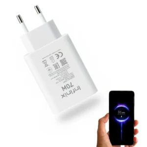Infinix 70W USB Fast Charger with Type-C Cable | Super Fast Charging Adapter