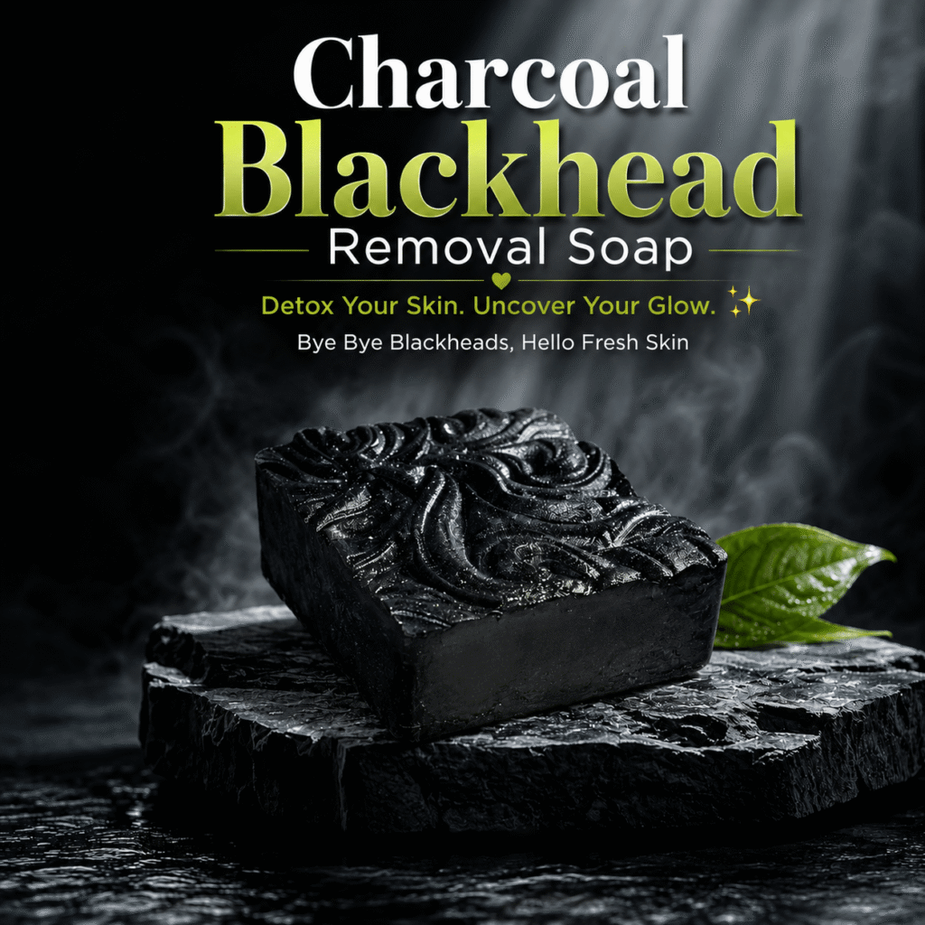 Charcoal Blackhead Removal Soap – Deep Cleansing Activated Charcoal Soap for Blackheads, Acne, Oil Control, Pore Cleansing & Clear Skin | Handmade Organic Soap