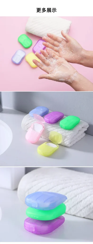 Pack of 10 Travel Soap Outdoor Portable Mini Paper Soap Paper Washing Hand Bath (Random Color)