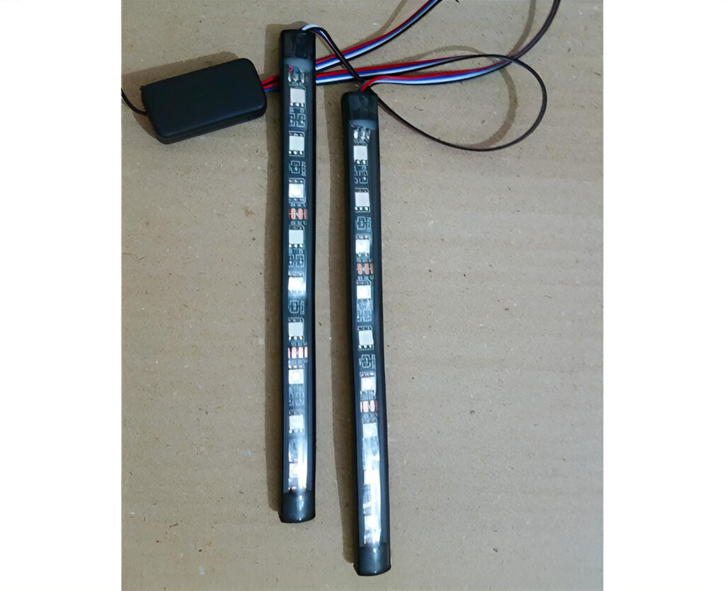 2Pcs RGB 17cm Silicon Flexible 9-LED Strip DRL Daytime Multicolor Light | SMD LED Fancy Light (RGB) For Car Bumper And Bikes