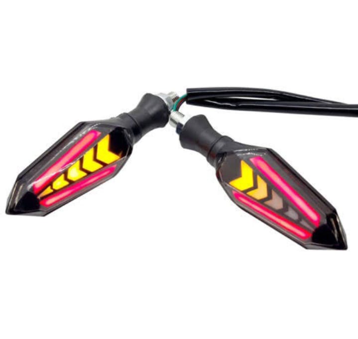 Bike Indicator Slide Arrow Running Style With Lava DRL Red - Yellow 2 Pcs Set