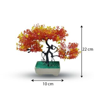 Orange Artificial Bonsai Tree ( 1 Piece )–    Bonsai Tree Room Decor for Home, Office & Bedroom | Best Artificial Pot