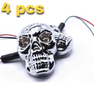 Universal Skull Head LED Turn Signal Indicators – Set of 2/4 for Motorcycles 125cc and 70cc all bikes