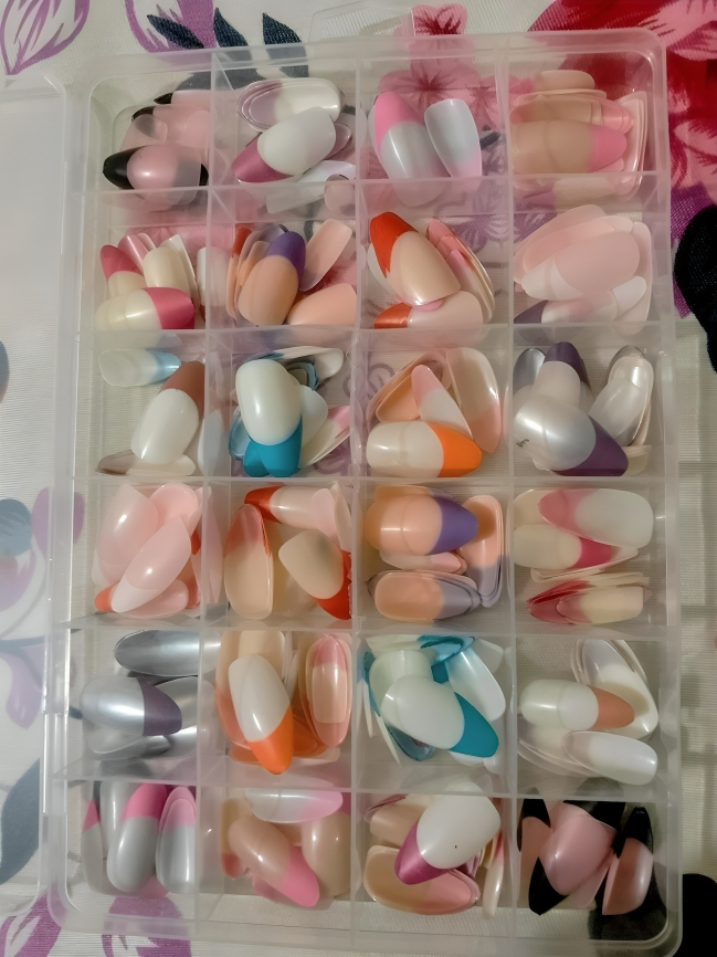 288 Pcs French Nails Set – Multicolor ABS Plastic Nail Tips, Smooth & Even Coverage, Durable, Easy-to-Apply, Perfect for DIY & Professional Manicures
