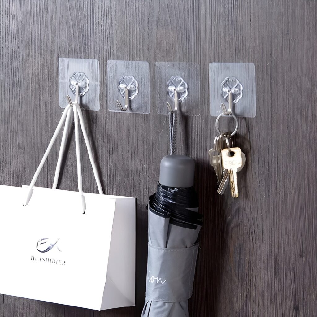 Transparent Self-Adhesive Wall Hooks – Strong Hold, No Drill, Damage-Free Hanging (Pack of 10)
