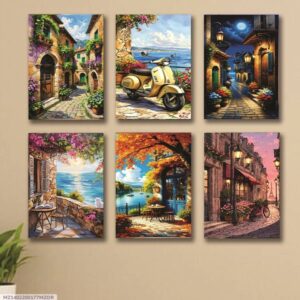 Set of 6 Wall Art Wooden Phototile Frames for Wall Decor