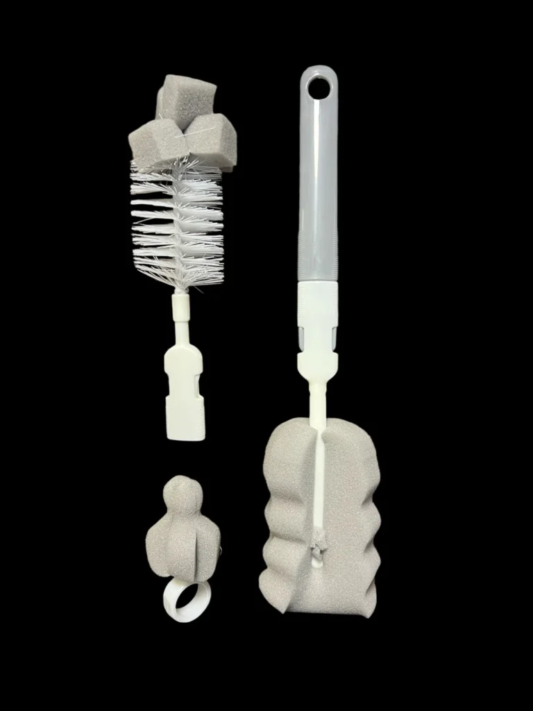 (pack of 3 )Baby Bottle and Teath Brush Set with Changeable Endings – Bottle, Sponge, Straw, and Pacifier (random color