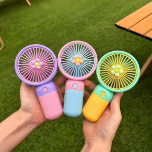 Portable Mini Rechargeable Fan with Desktop Stand, USB Charging Cable & Premium Box (Random Color)