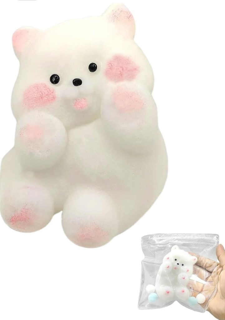 Squishy Stress Relief Funny Novelty Cute Animals Stress Relieving Fidget for Boys Girls Birthday Party Gifts Anxiety&Relaxation for Kids Teenage (White)