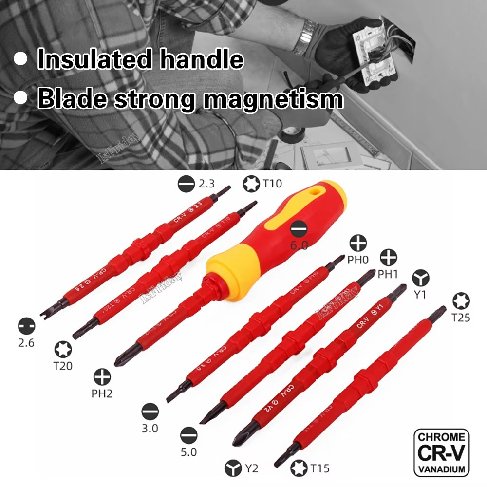 23 in 1 Insulated Screwdriver Set Slotted Screwdriver Bits Kit With Tester Pen Electricians Hand Tools - Tool Set