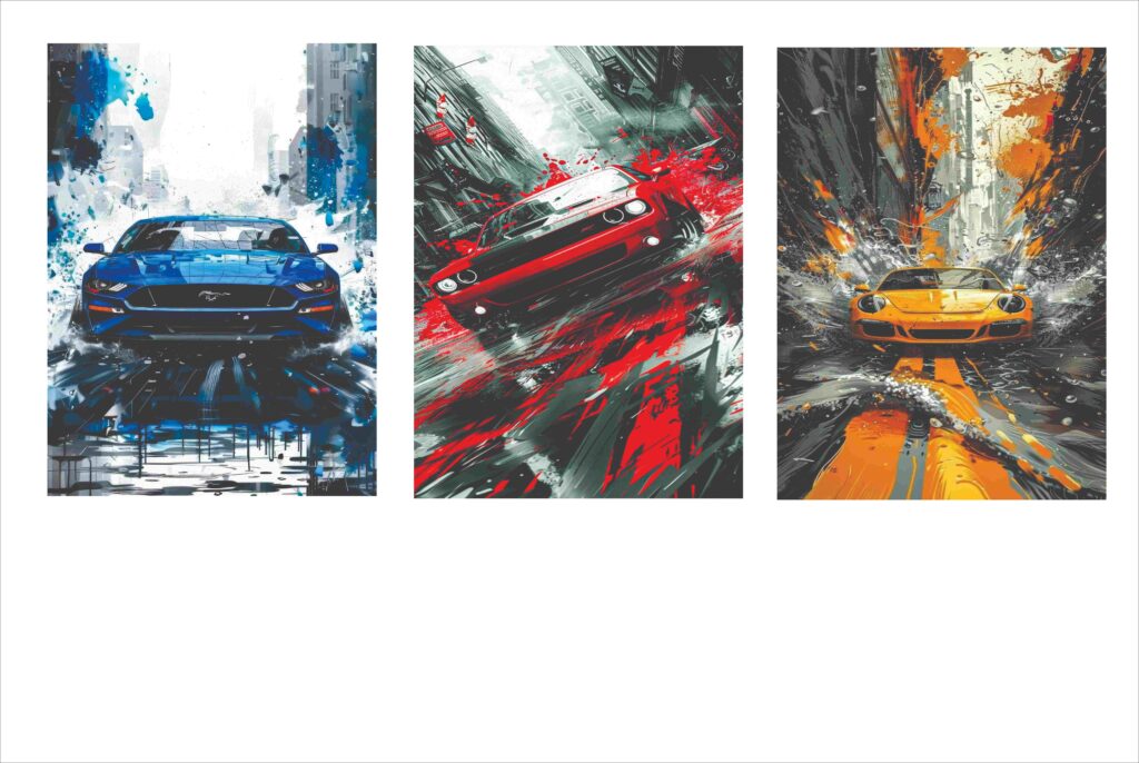 SET OF 3 CAR WALL PHOTOTYPE FRAME