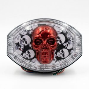 Universal 125cc Motorcycle LED Skull Tail Light – Multi-Color Fancy Rear Back Light for Bikes