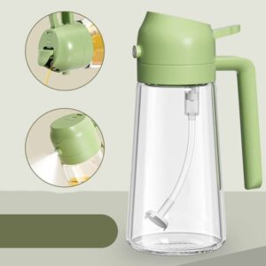 2-in-1 Oil Spray Bottle | Adjustable Mist & Dispenser | 470ml Leak-Proof Glass Container | For Cooking, BBQ, Baking & Air Fryer 470ml (Random Color)