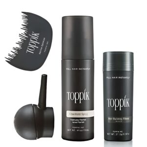 Toppik Hair Building Fiber ( 27.5g ) Pack of 4 Complete Kit – Toppik Hair Fiber +  Applicator + Holding Spray + Comb