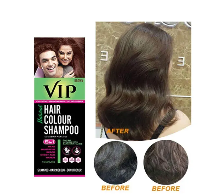 5-in-1 Hair Colour Shampoo Brown – Natural Ammonia-Free Hair Dye for Hair, Beard, Moustache & Body Hair (180ml)