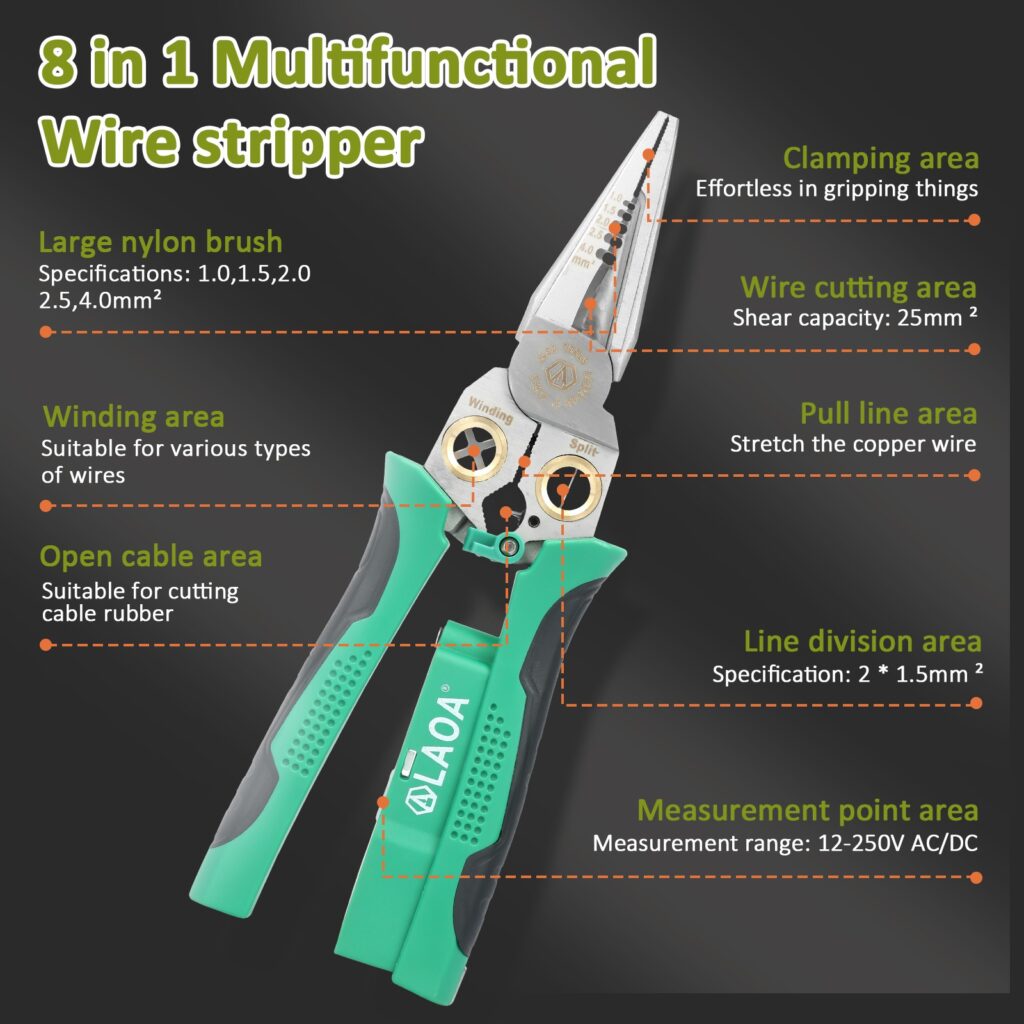 8-in-1 Wire Stripper & Voltage Tester – Multi-Purpose Electrical Tool for Professionals