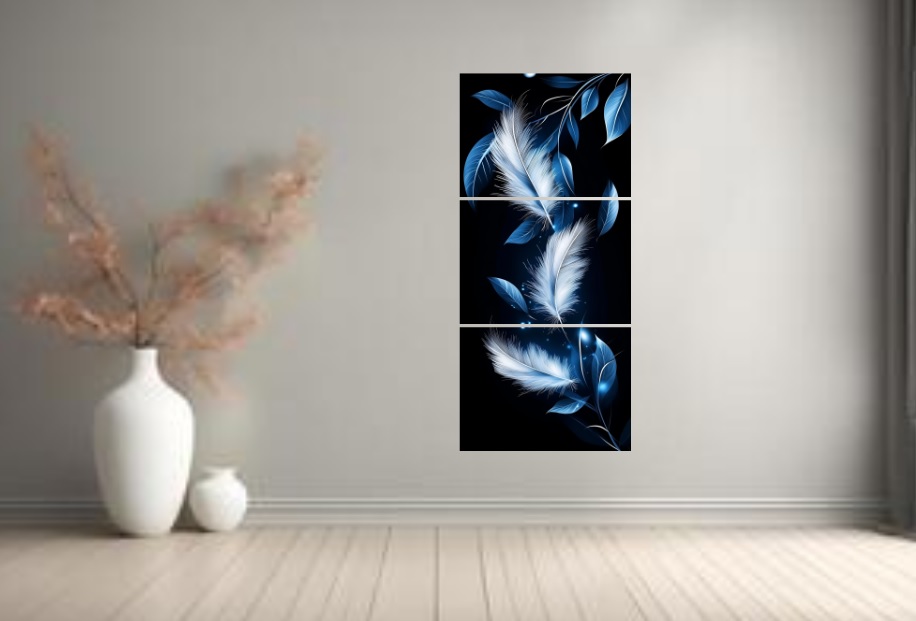 set of 3 leaf art wooden frames for wall decoration / sticky photo tiles